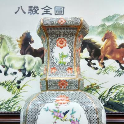 Bình Lục Giác họa tiết Tứ Quý